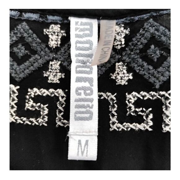 MONORENO V NECK BOHO EMBROIDERED DRESS SHADES OF GRAY SZ M - Picture 6 of 10